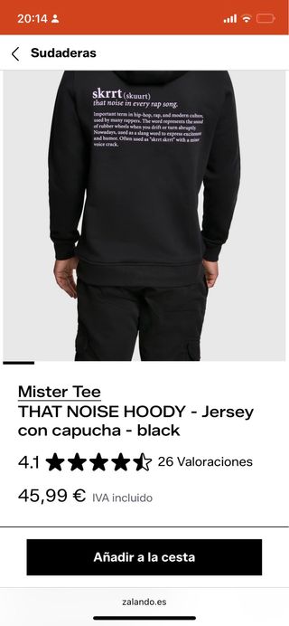 Sudadera Mister Tee Negra con Texto