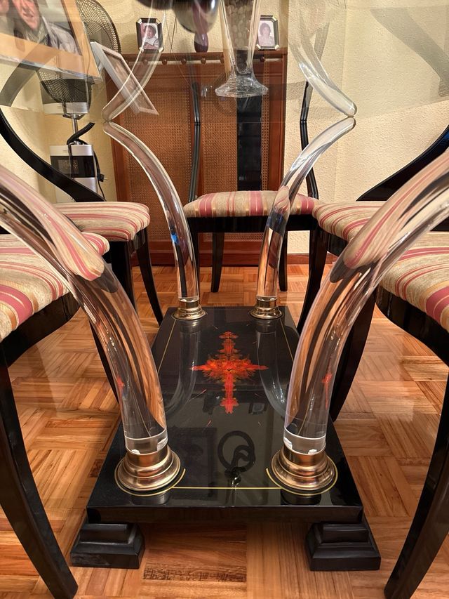 Mesa comedor cristal y 6 sillas