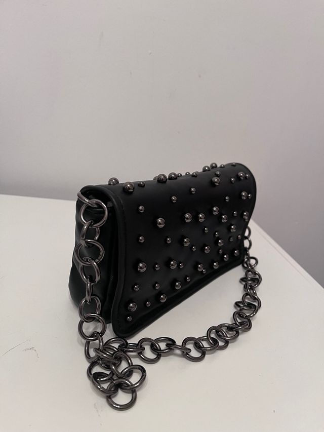 Bolso Zara Negro Tachuelas Cadena