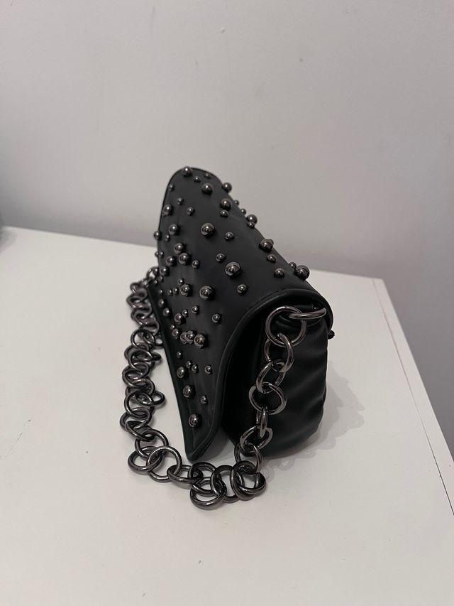 Bolso Zara Negro Tachuelas Cadena