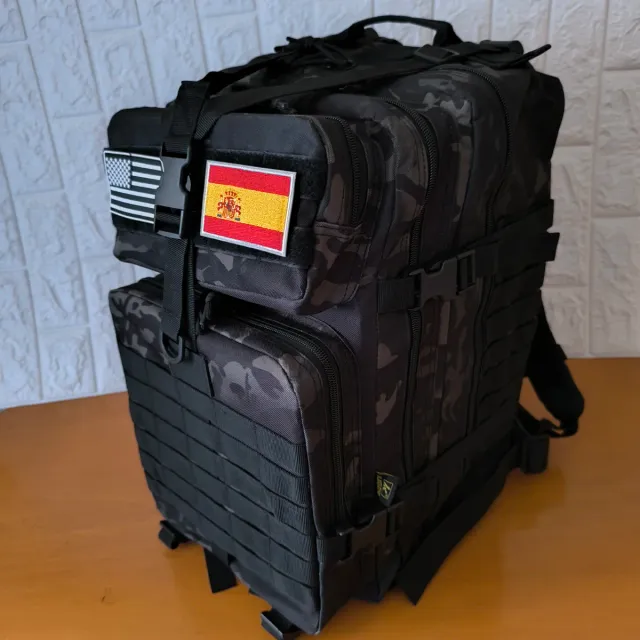 Mochila Táctica Militar Camuflaje Negra Senderismo