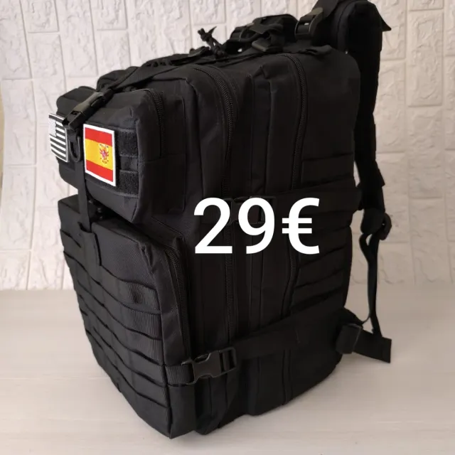 Mochila Táctica Militar Camuflaje Negra Senderismo