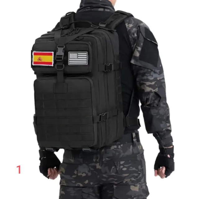Mochila Táctica Militar Camuflaje Negra Senderismo