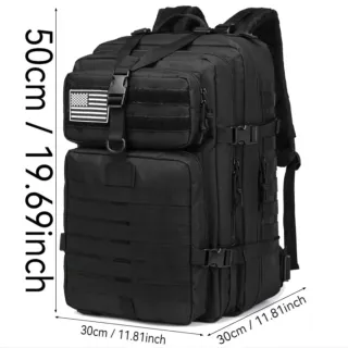 Mochila Táctica Militar Camuflaje Negra Senderismo