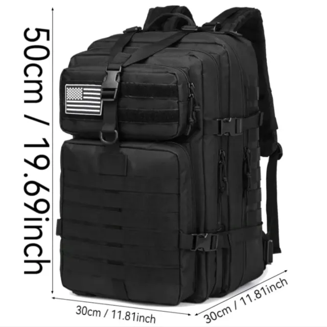 Mochila Táctica Militar Camuflaje Negra Senderismo