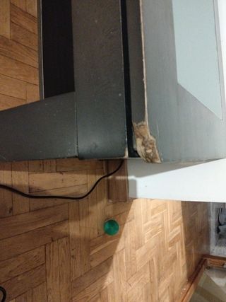 Mesita de comedor de cristal y madera