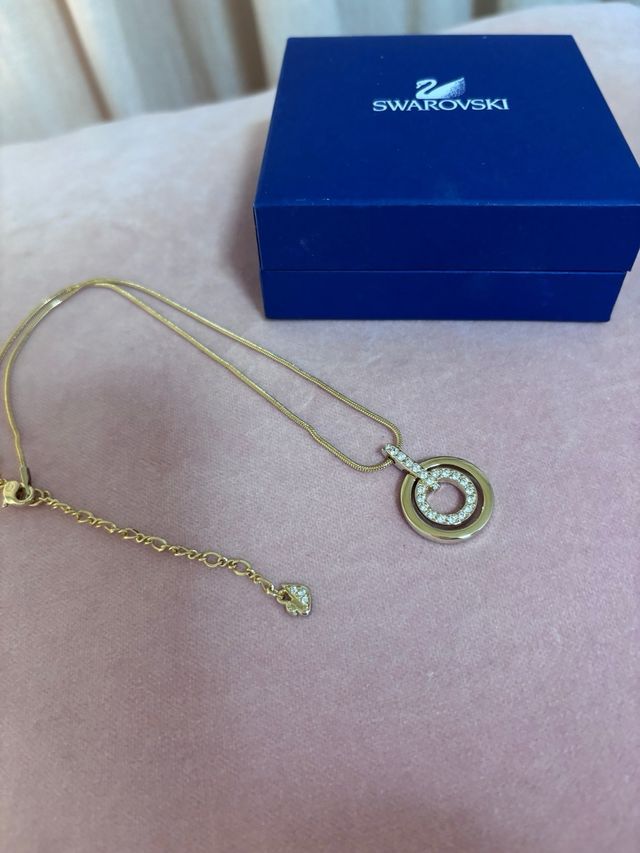 Collar Swarovski Dorado Doble Aro