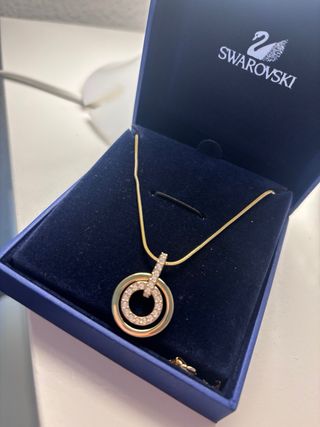 Collar Swarovski Dorado Doble Aro