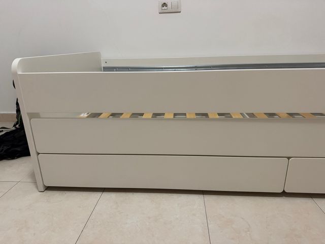 Cama nido niño blanca 90x200 con somier