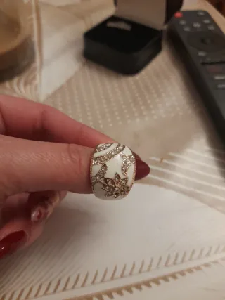 Anillo dorado y blanco acero quirúrgico talla 18