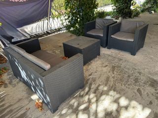 Conjunto Muebles Exterior Ratán Negro