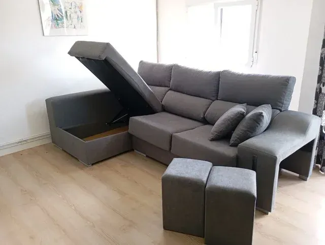 Sofá chaise longue gris
