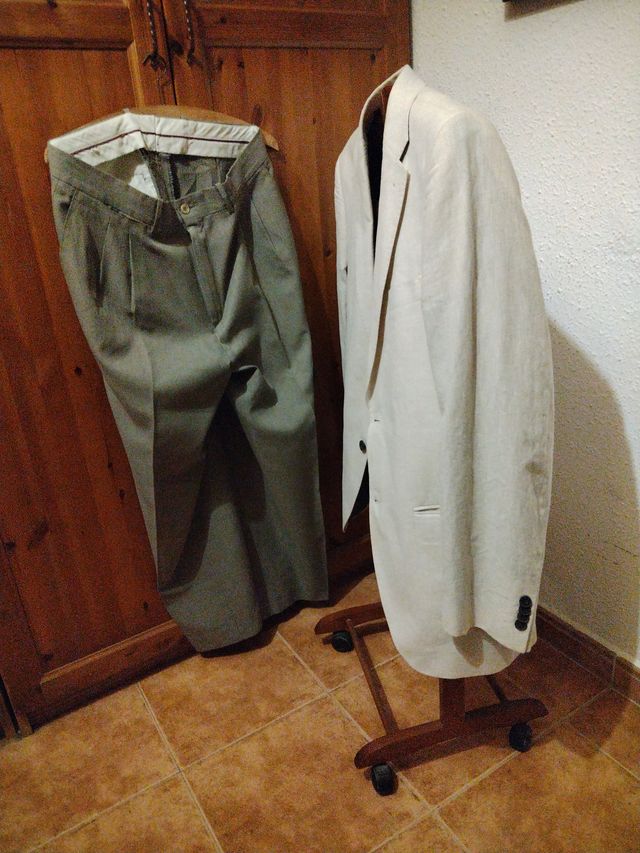 Traje MACSON Beige Algodón Lino Talla 50