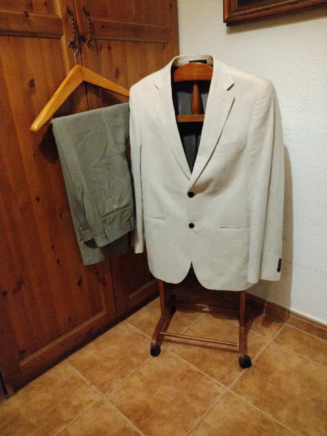 Traje MACSON Beige Algodón Lino Talla 50