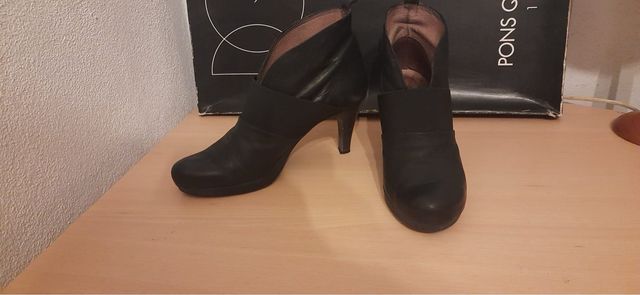 Botines de piel negros talla 38