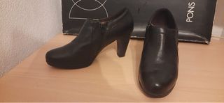Botines de piel negros talla 38