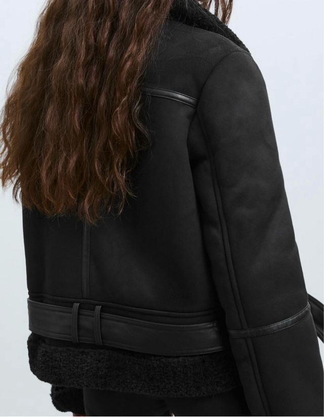 Cazadora Biker Stradivarius Negra Talla M