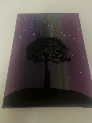 Quadro acrilico cielo stellato e aurora