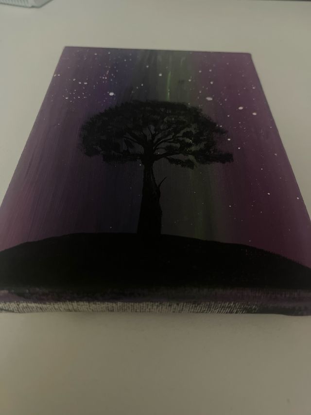 Quadro acrilico cielo stellato e aurora