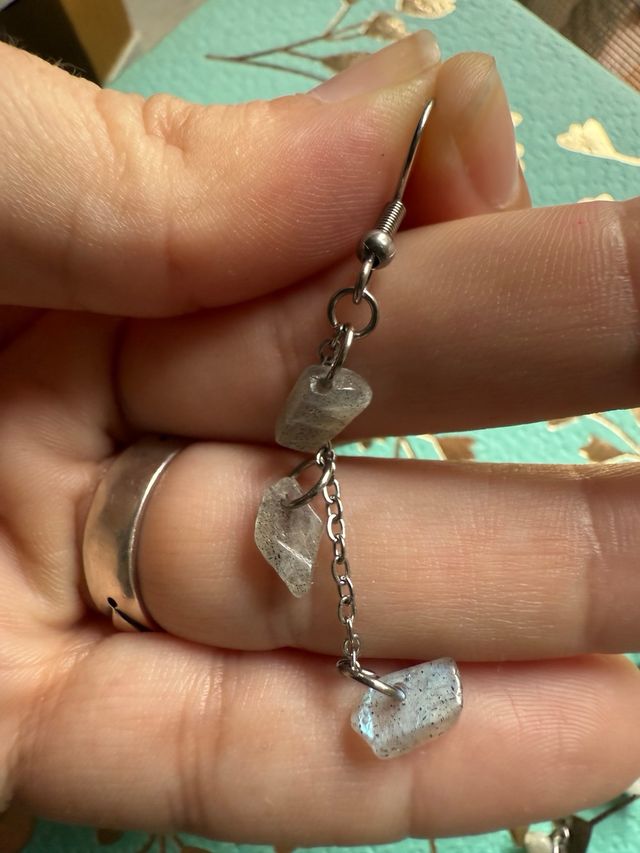 Pendientes artesanales labradorita acero inoxidabl