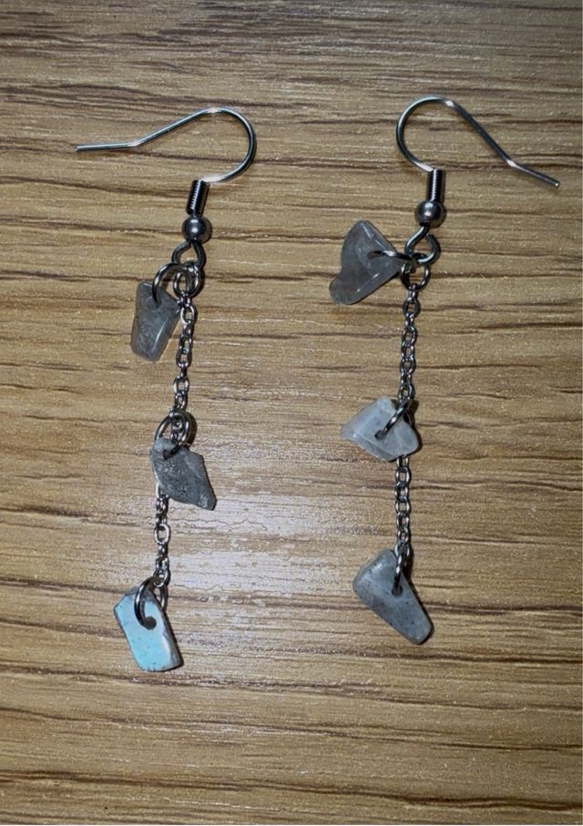 Pendientes artesanales labradorita acero inoxidabl