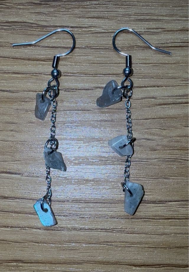 Pendientes artesanales labradorita acero inoxidabl