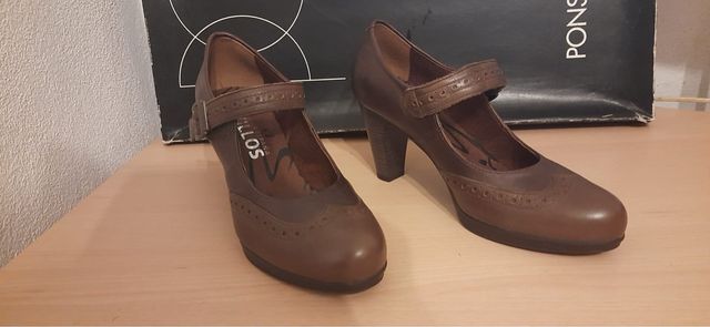 Zapatos de piel marrón talla 38