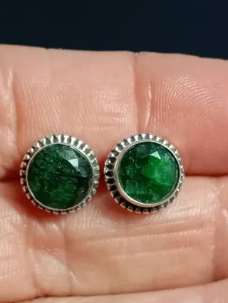 Pendientes Plata Ley Esmeralda facetada