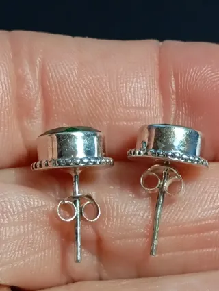 Pendientes Plata Ley Esmeralda facetada