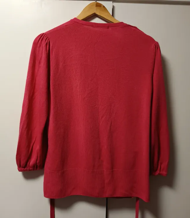 Chaqueta de punto cruzada rosa