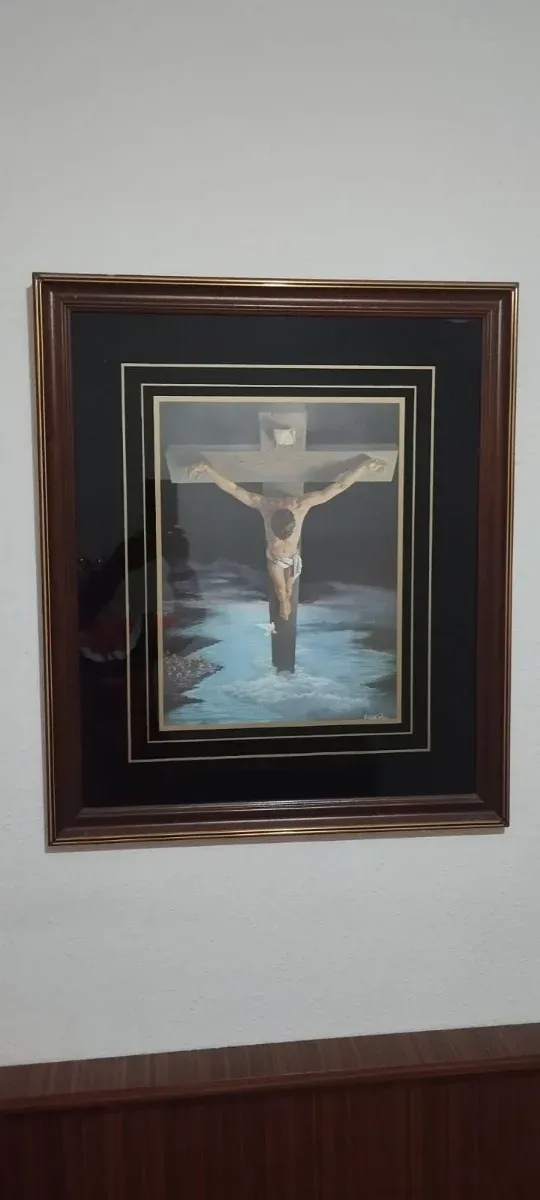 Cuadro Cristo en Madera y Cristal