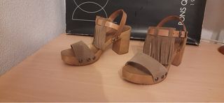 Sandalias de madera tacón alto talla 38