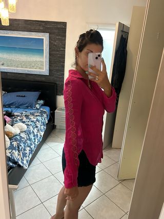 Camicia donna fucsia con ricami