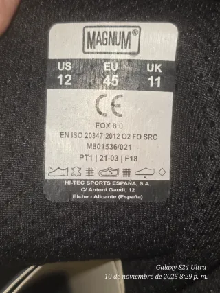Botas Magnum Fox 8.0 Talla 45 Negras