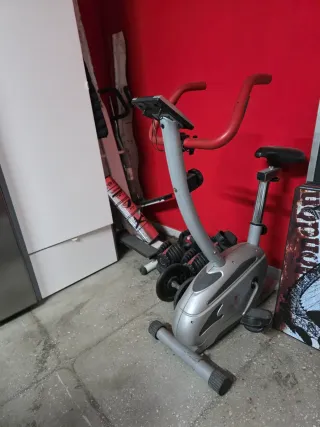 Bicicleta Estática Gris y Roja