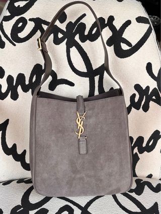 Bolso de hombro YSL gris en ante