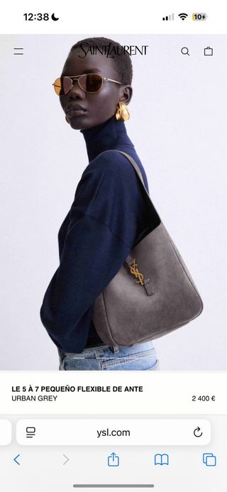 Bolso de hombro YSL gris en ante