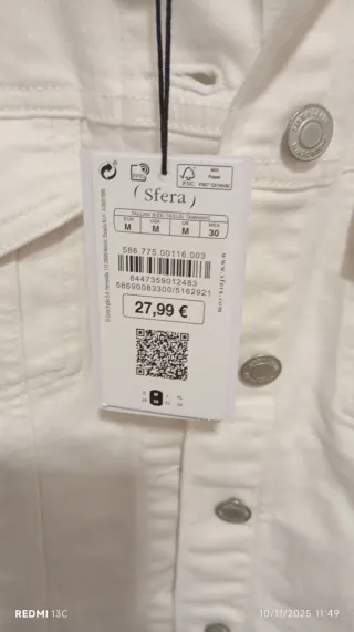 Cazadora vaquera Sfera blanca Talla M