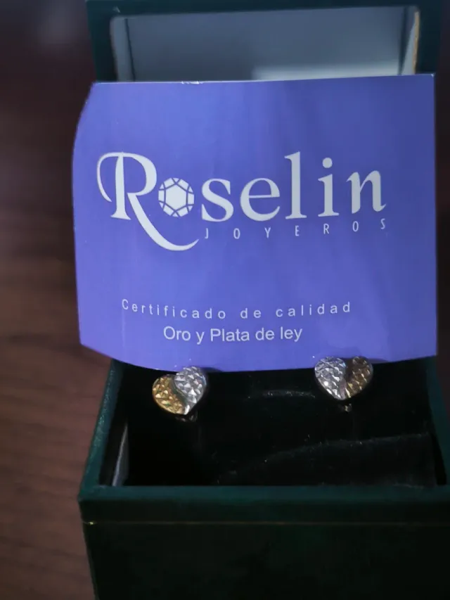 Pendientes Corazón Oro 18klts y Plata 925.
