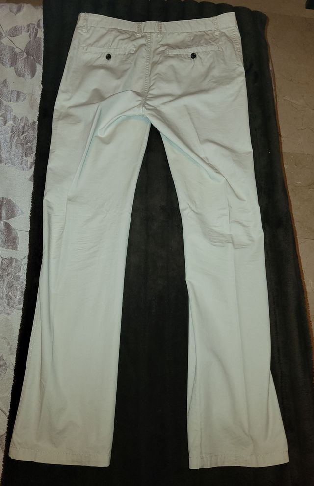 Pantalón chino hombre beige/blanco