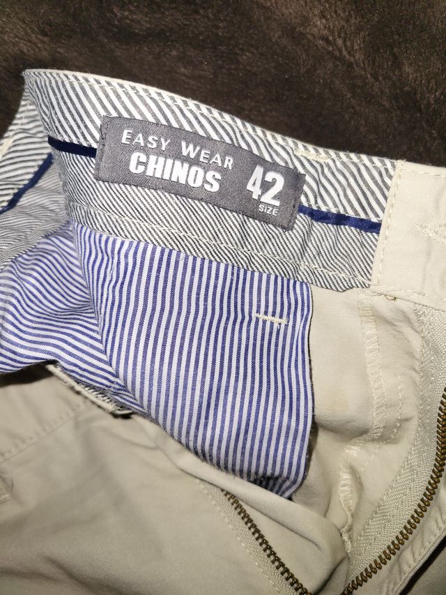 Pantalón chino hombre beige/blanco