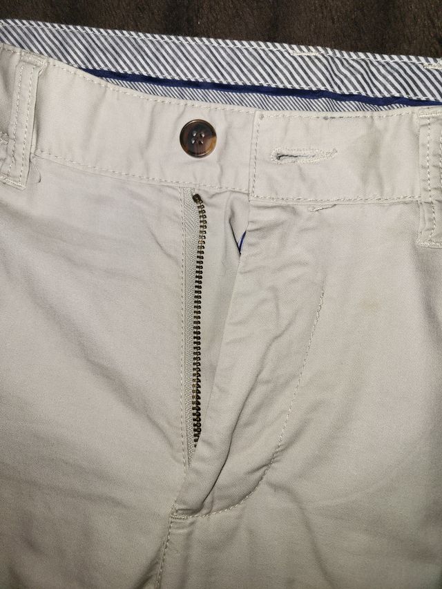 Pantalón chino hombre beige/blanco