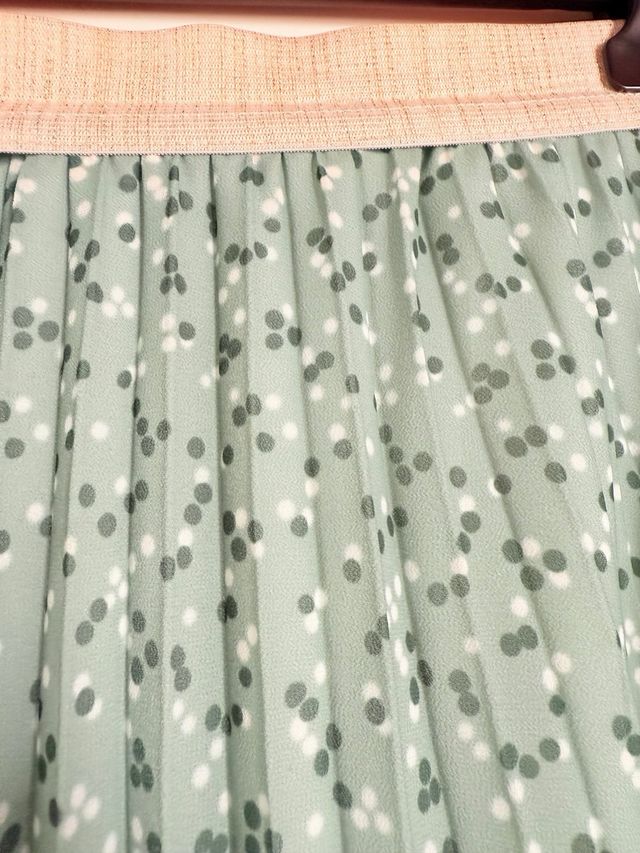 Gonna plissé verde acqua pois taglia unica