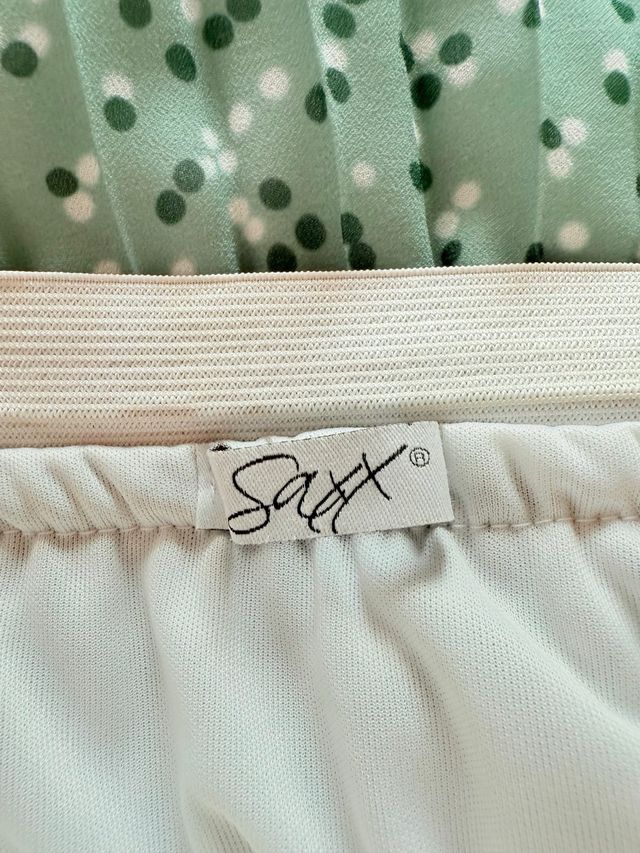 Gonna plissé verde acqua pois taglia unica