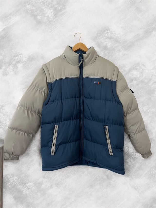 Abrigo Plumas Vintage 2000s Azul/Gris