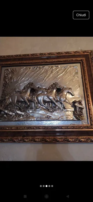 Quadro cavalli argento