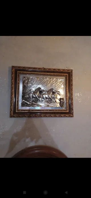 Quadro cavalli argento