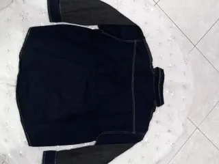 Completo giacca e pantaloni denim patchwork