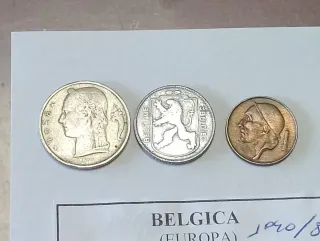 Lote 3 monedas Bélgica 50 céntimos/francos