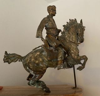 Escultura Jinete Bronce y Calamina 1940  + de 25kg